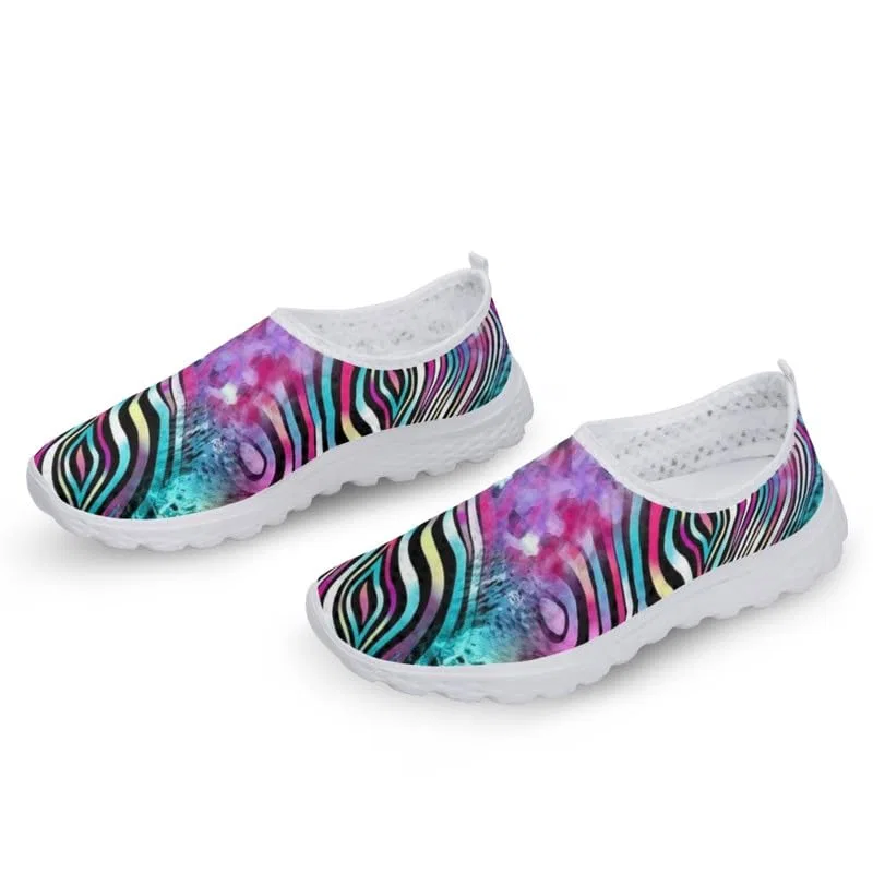 Детские кроссовки для девочек с принтом Womens Leopard Flower Pattern Cute Cat Sports Shoes Garronmavis, Pittura Geometrica Leopardata Strisce — фото 3