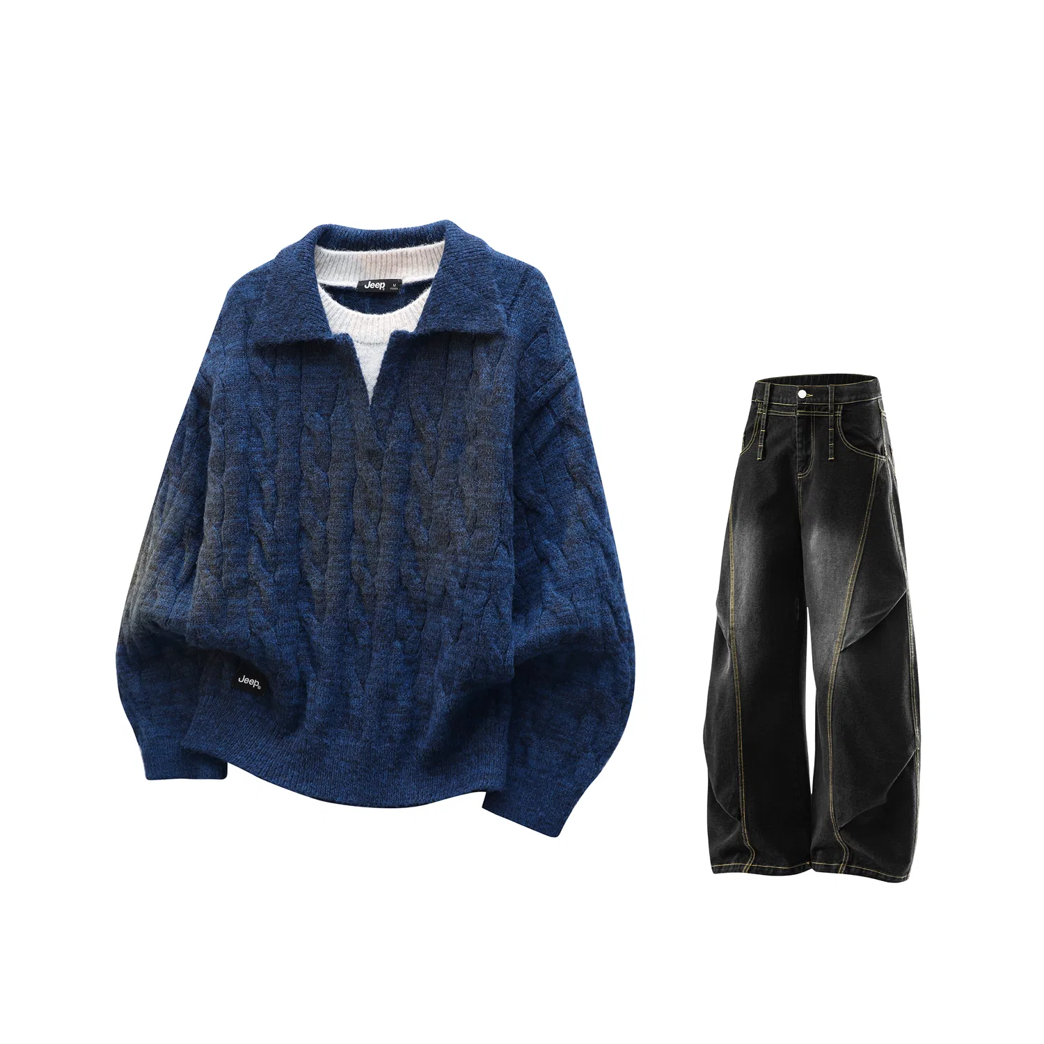 Детский спортивный комплект с лацканами Jeep, Navy Blue+Black