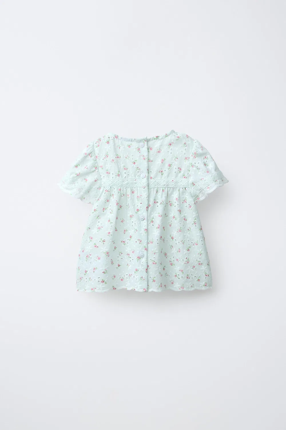 Рубашка с вышитым швейцарским цветочным принтом ZARA, Sea Green — фото 2