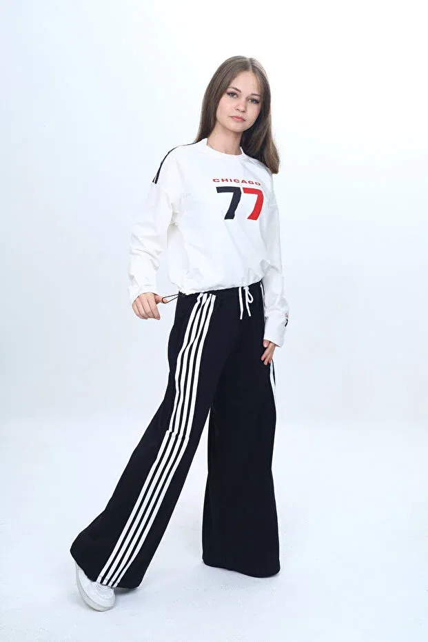 Детский комплект из свитшота и широких брюк Oversized Piece Joui Co, Black And White — фото 4