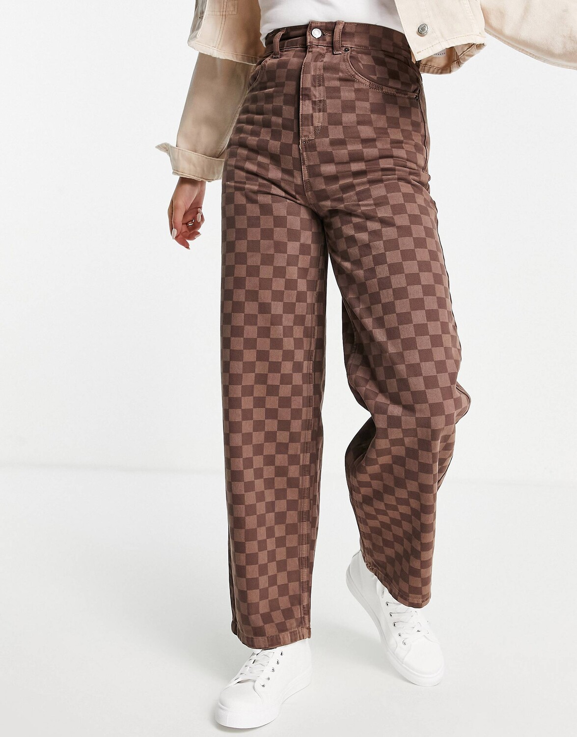 

Коричневые джинсы в клетку Topshop Baggy