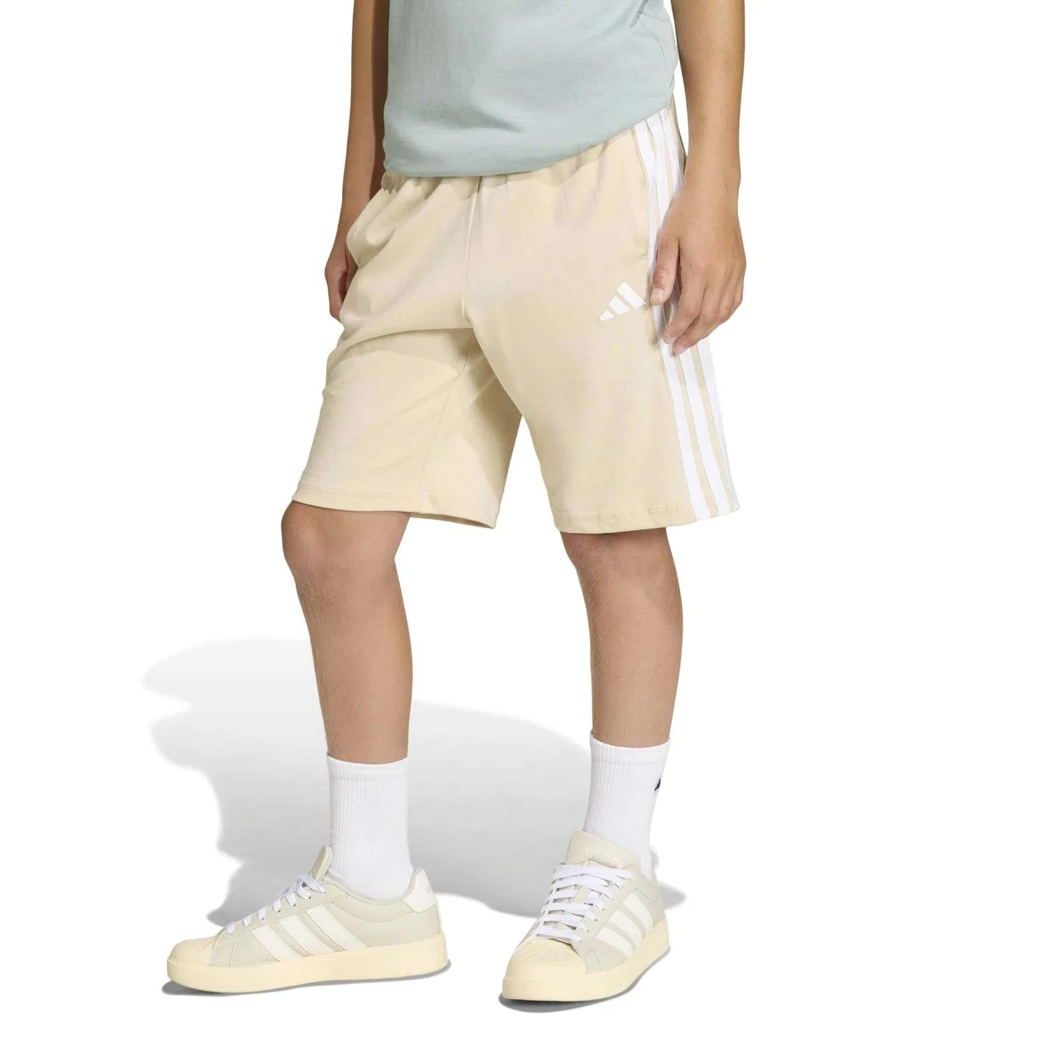 Детские шорты с принтом Adidas Sport J 3S Kn Sh 210, Adidas, Beige / Weiss — фото 2