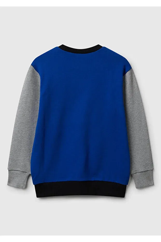 Детские свитшот для мальчиков с принтом United Colors Of Benetton, Blue-Grey — фото 2