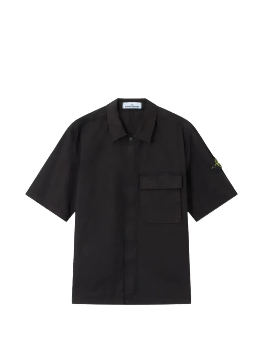 Рубашка с короткими рукавами и логотипом-нашивкой Stone Island, черный