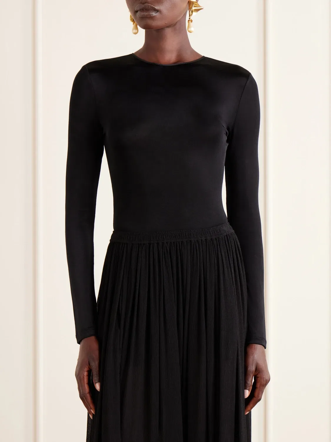 SAINT LAURENT Боди из сетки с украшением Cassandre — фото 3