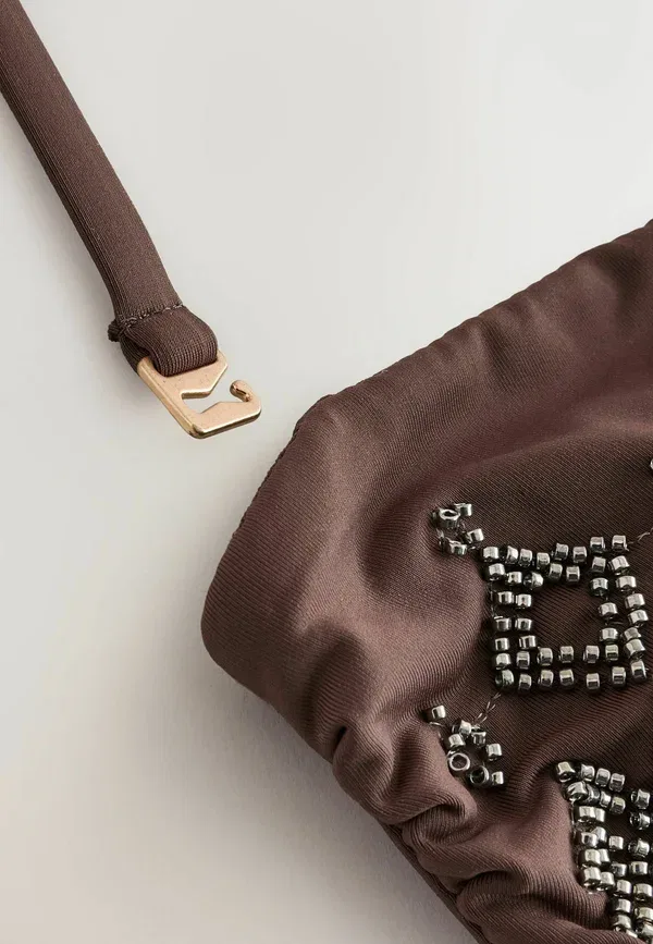 Топ бикини с вышивкой бисером Regular fit Next Chocolate Brown, коричневый/шоколадный — фото 3