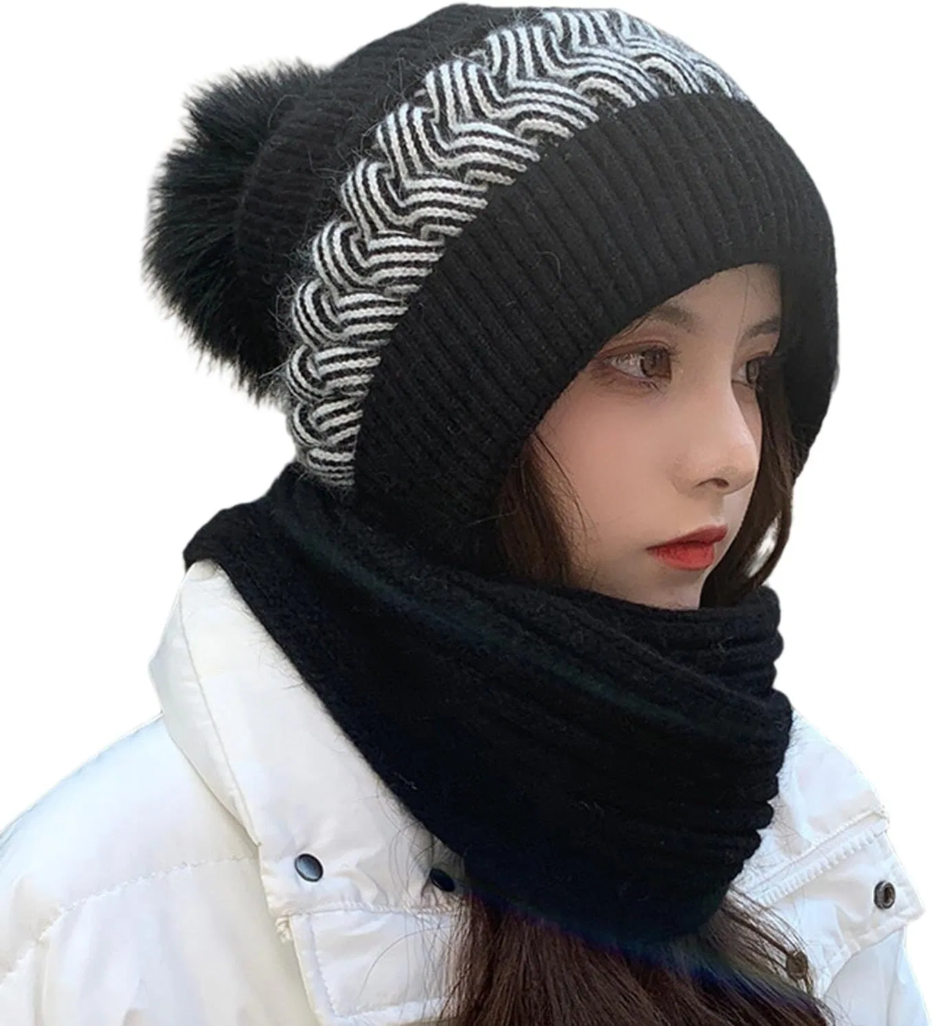 Шапка-шарф Integrated Ear Protection Windproof Hat Scarf, Duohropke, Black