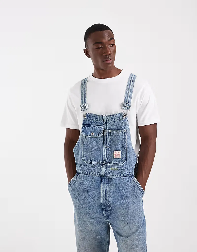 Джинсовый комбинезон Levi's Workwear свободного кроя в винтажном стиле, светло-голубой — фото 2