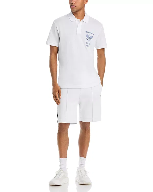 Мужская рубашка поло с принтом Tennis Member Mesh Logo Graphic Polo Shirt Boss, белый — фото 2