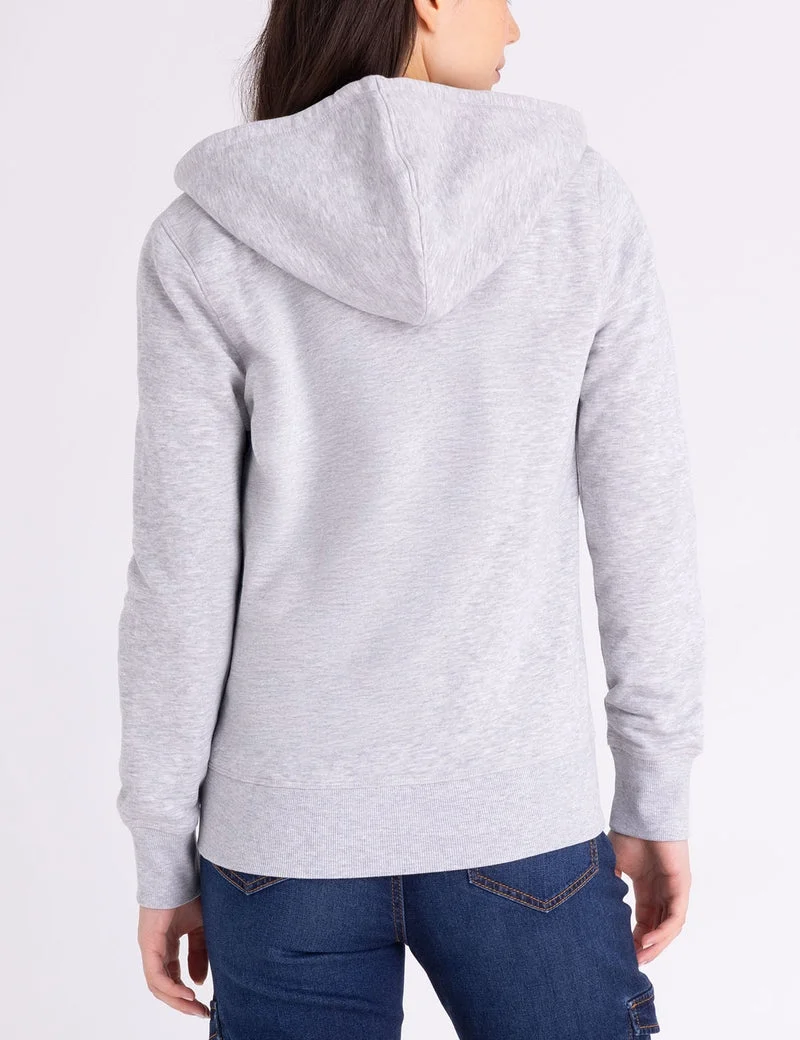 Женское худи U.S. Polo Assn. Fleece Full Zip Logo,  светло-серый — фото 2