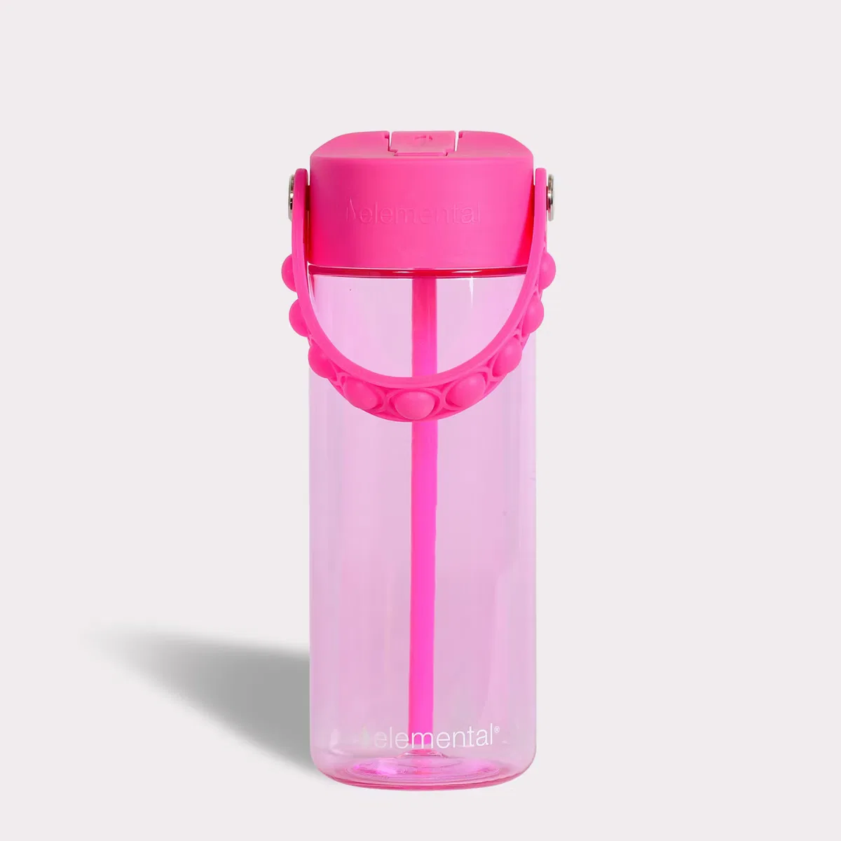 Детская бутылка для воды 530 мл с трубочкой и поп-ит ручкой Splash Elemental, Hot Pink