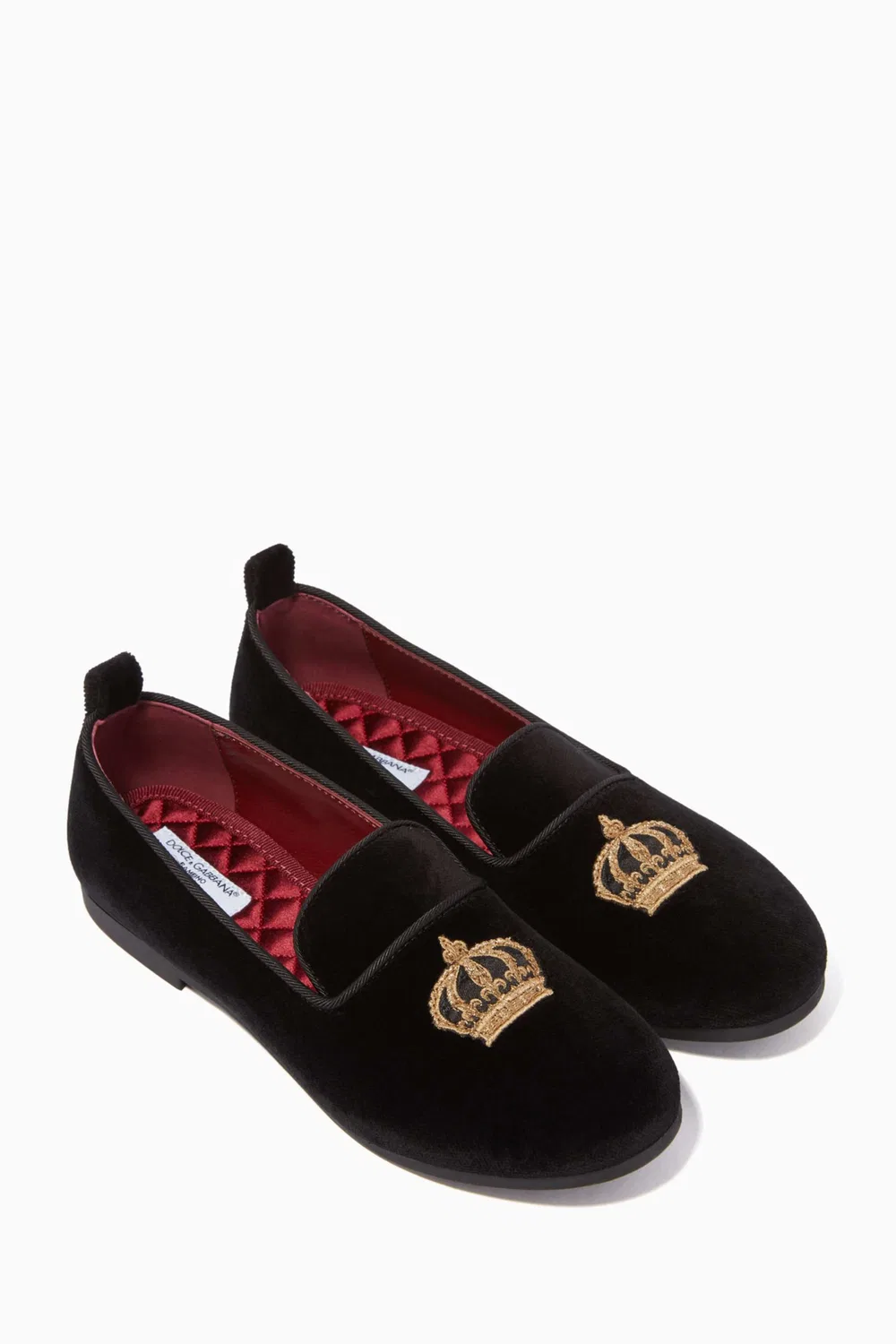 Лоферы вельветовые с деталью короны Dolce & Gabbana