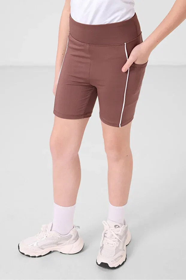 Детские леггинсы для девочек хлопковые комплект 2 шт Standard fit basic 2-pack brown-parliament girls' biker leggings Tommy Life, Kahverengi Parliament — фото 4