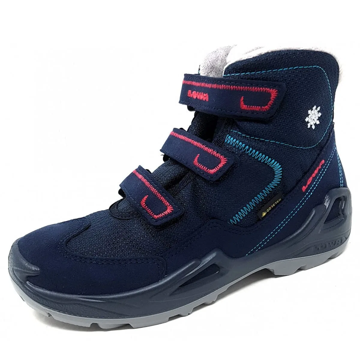 Детские ботинки для мальчиков с мембраной Milo Gtx Hi LOWA, Navy Magenta — фото 4