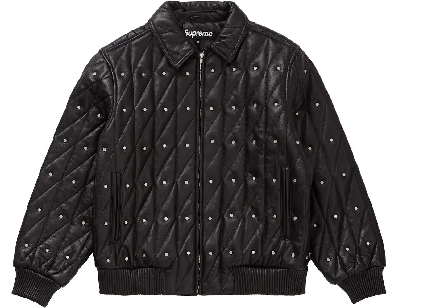 Мужская куртка из кожи с квилтингом и шипами Supreme Jacket, Black