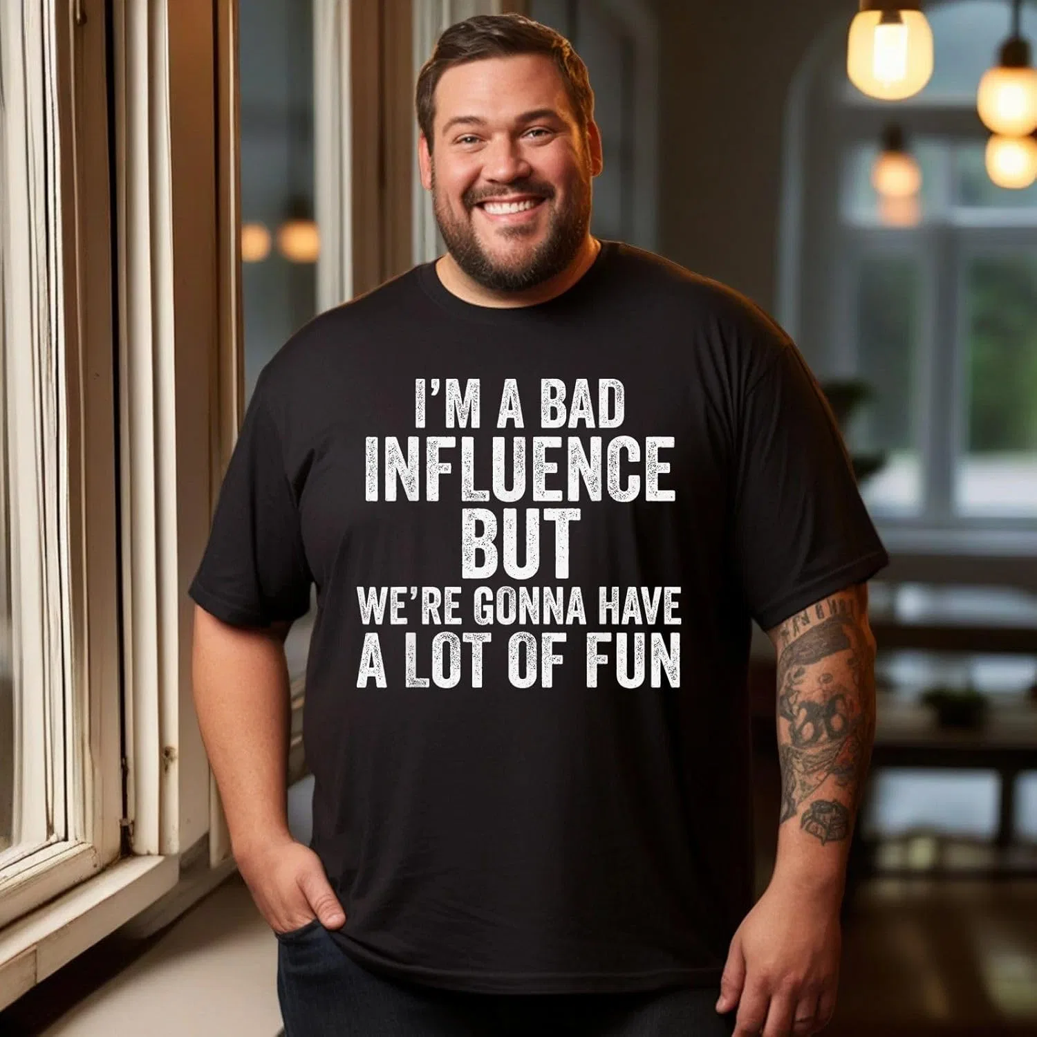Мужская футболка с графическим принтом Big Tall, Bad Influence — фото 2