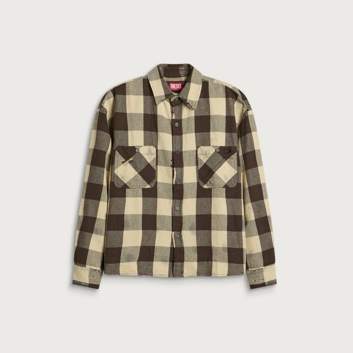 Рубашка фланелевая с потертостями Distressed Flannel Shirt Diesel, Vapourous Gray
