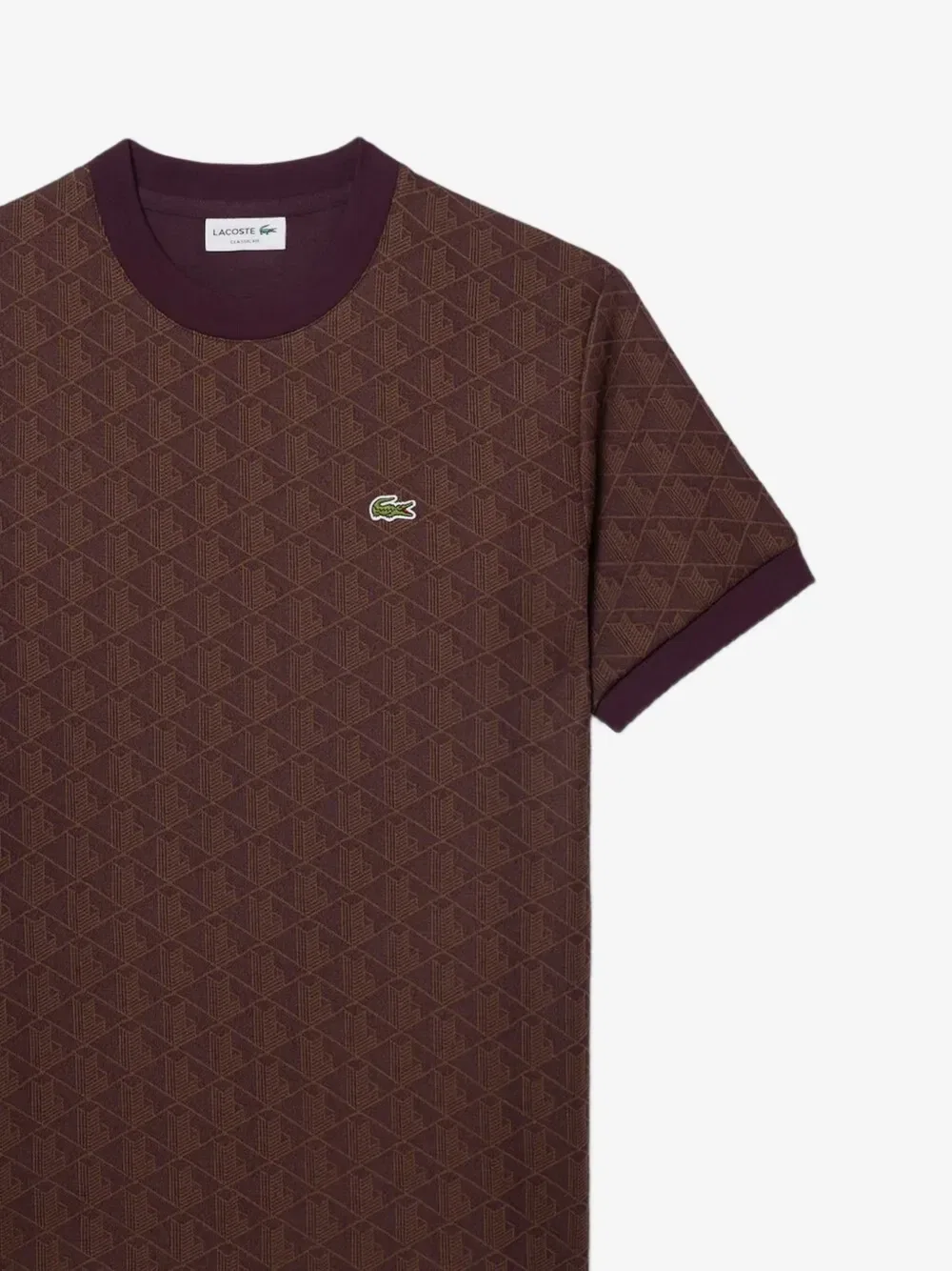 Футболка с жаккардовым монограммным узором Lacoste, коричневый — фото 2