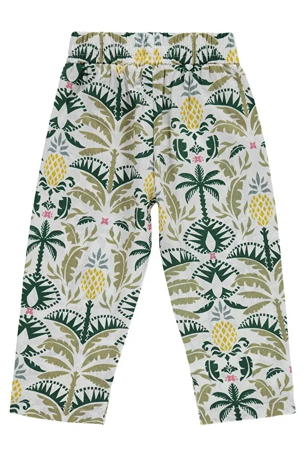 Детские брюки для девочек с принтом Pineapple Patterned Civil Girls, Ecru — фото 2