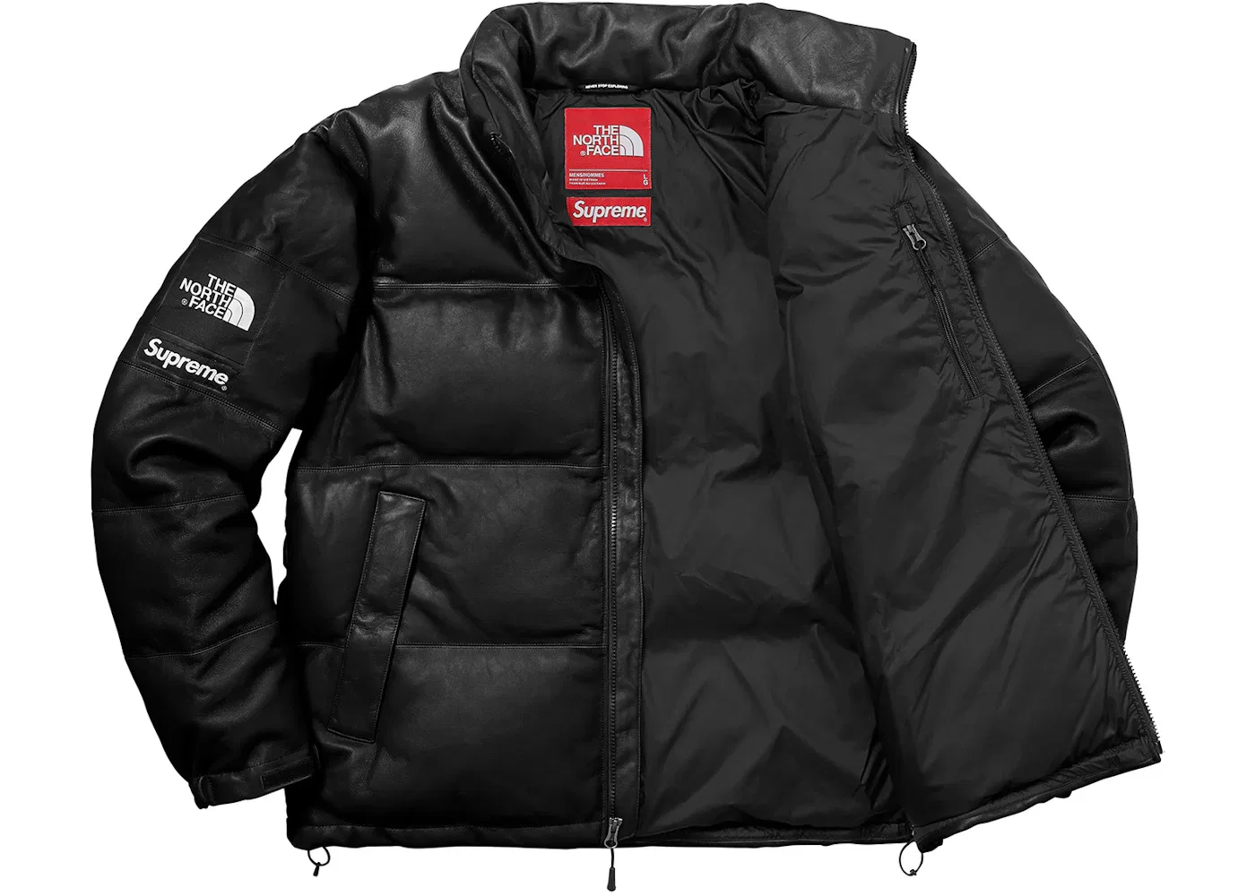 Мужская куртка Leather Nuptse из кожи Supreme The North Face, Black — фото 2