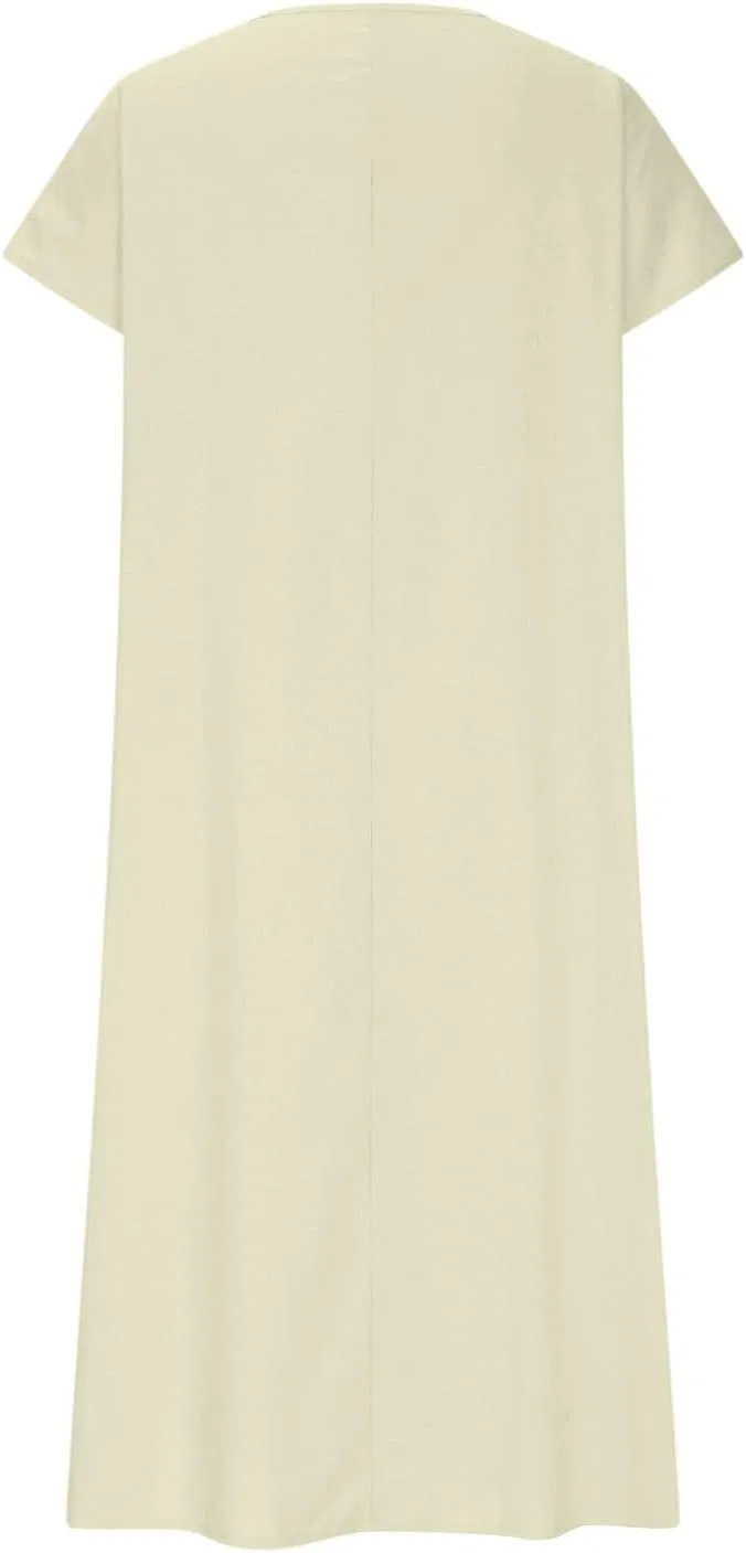 Женское макси-платье богемное V-образным вырезом, Beige — фото 4