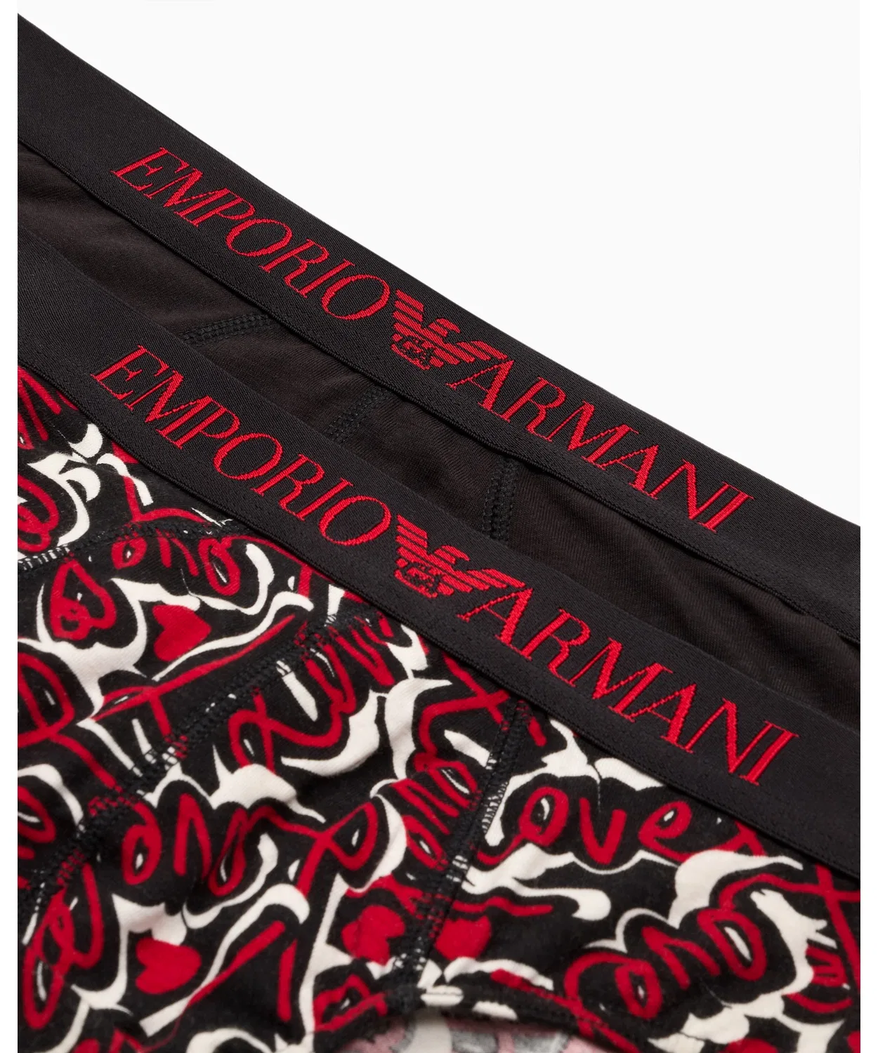 Мужские трусы-слипы 2 шт. с принтом и логотипом EMPORIO ARMANI, Black — фото 2