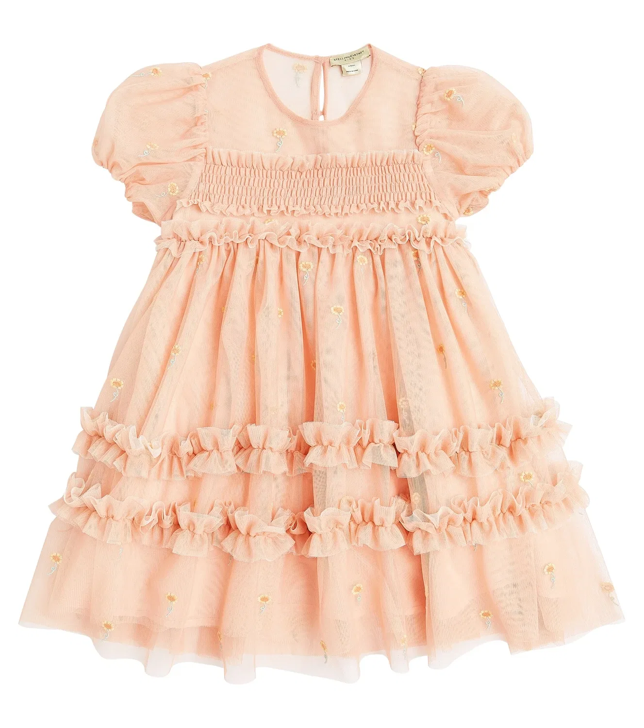 Расшитое цветами тюлевое платье Stella McCartney Kids, розовый