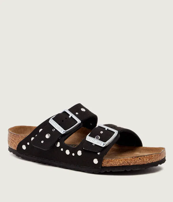 Детские шлепанцы для девочек с заклепками Arizona Rivets Birkenstock, черный