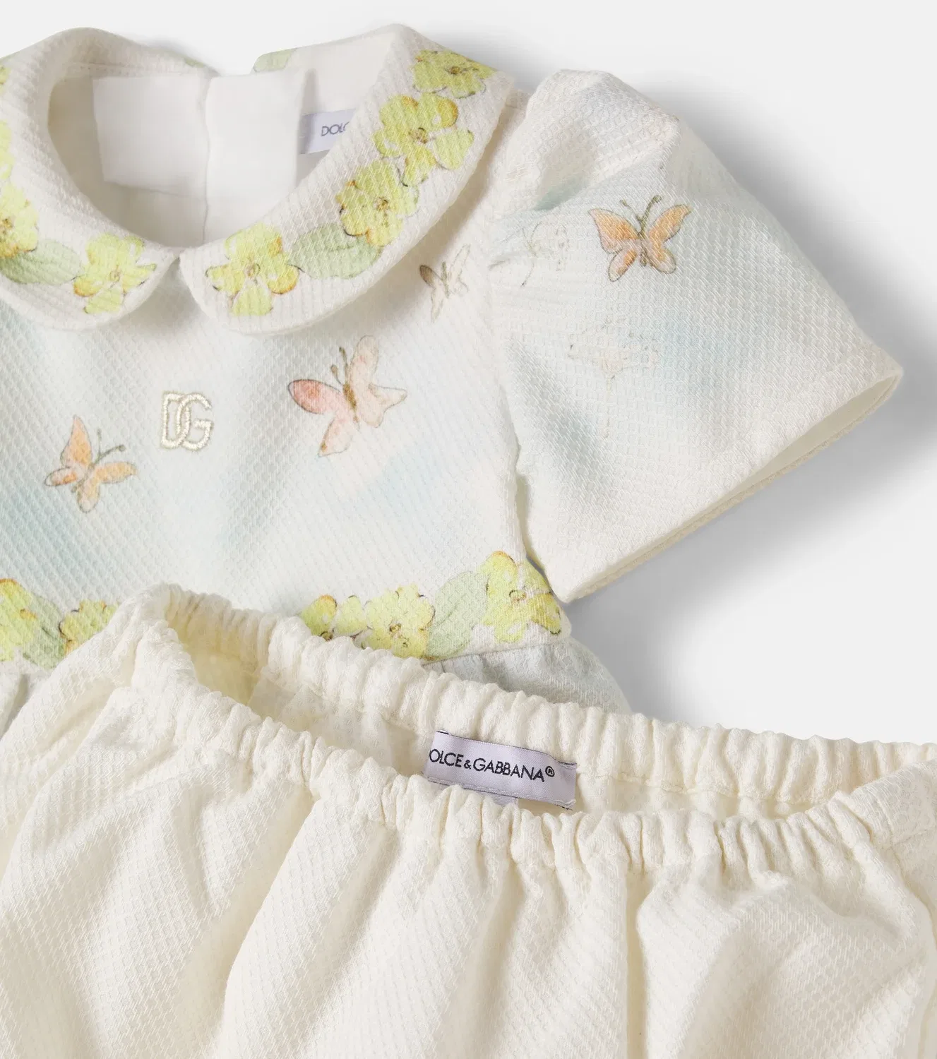 Комплект нарядных платьев с цветочным принтом Dolce&Gabbana Kids, белый — фото 4