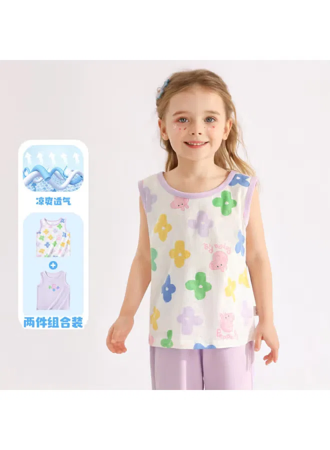 Майка тонкая дышащая Peppa Pig, белый с фиолетовым — фото 3