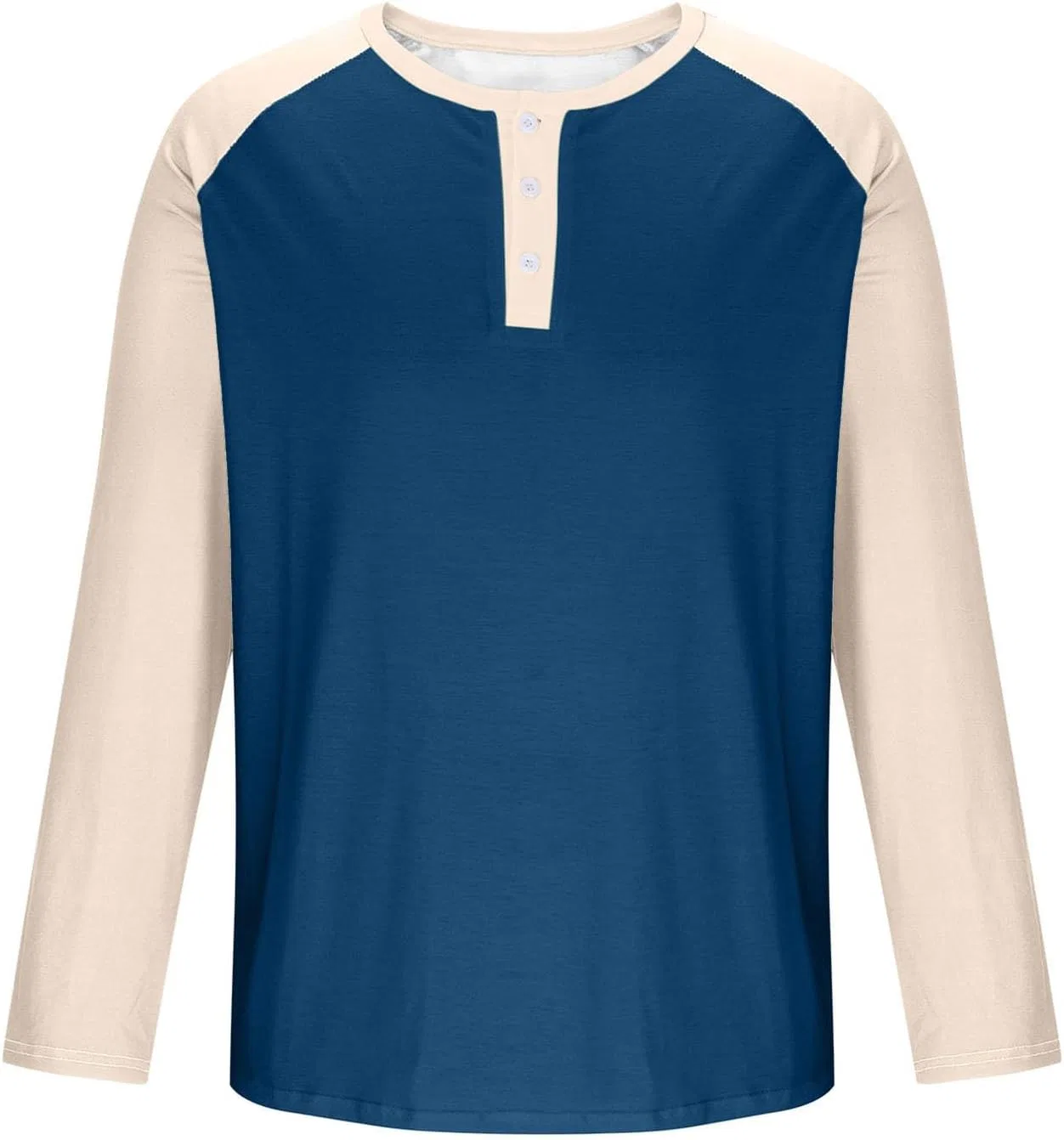 Мужская повседневная футболка с контрастными рукавами, модель Long Sleeve Shirts for Men, Generic, Navy — фото 3