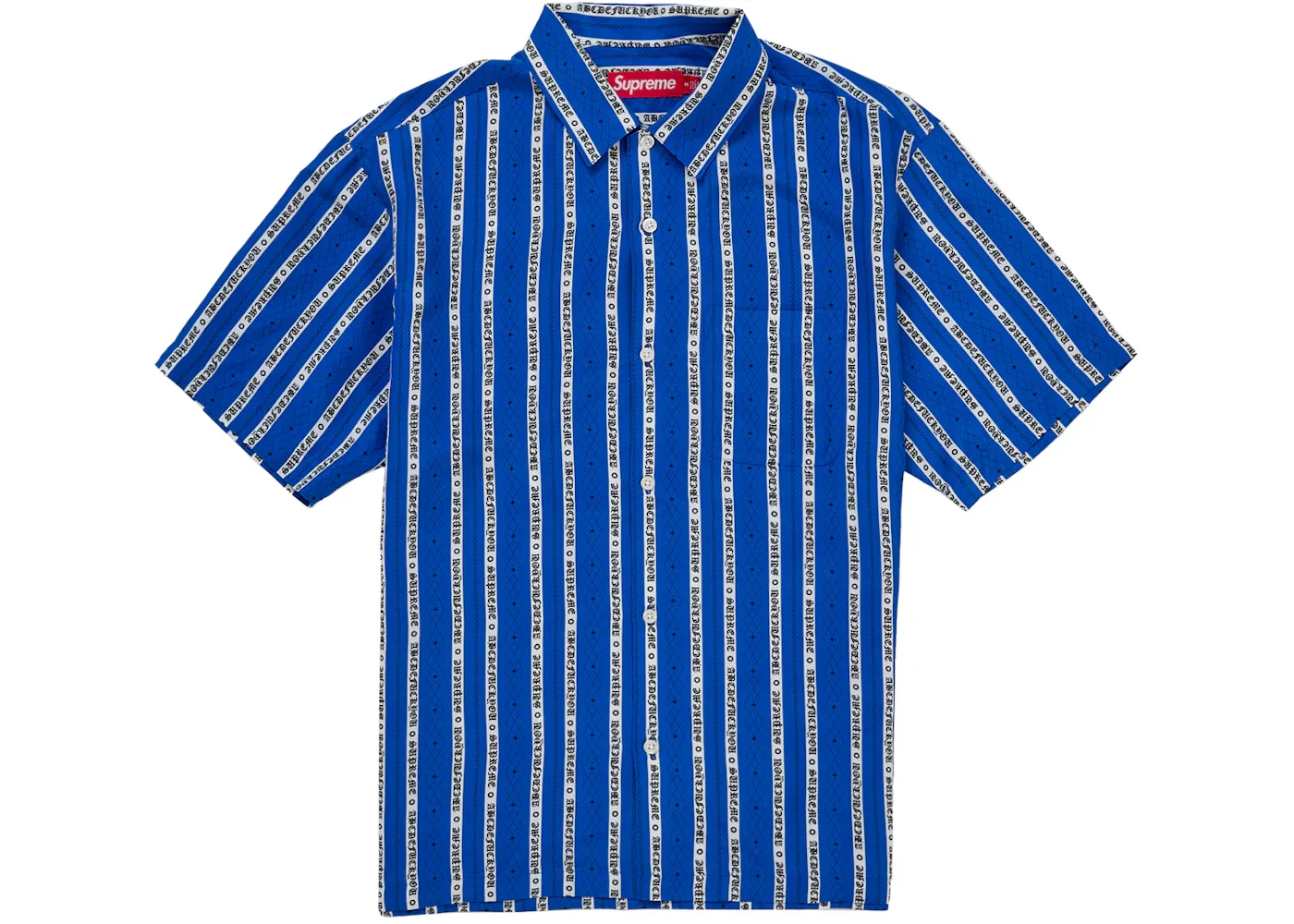 Мужская рубашка с коротким рукавом Supreme Old English Stripe, Blue