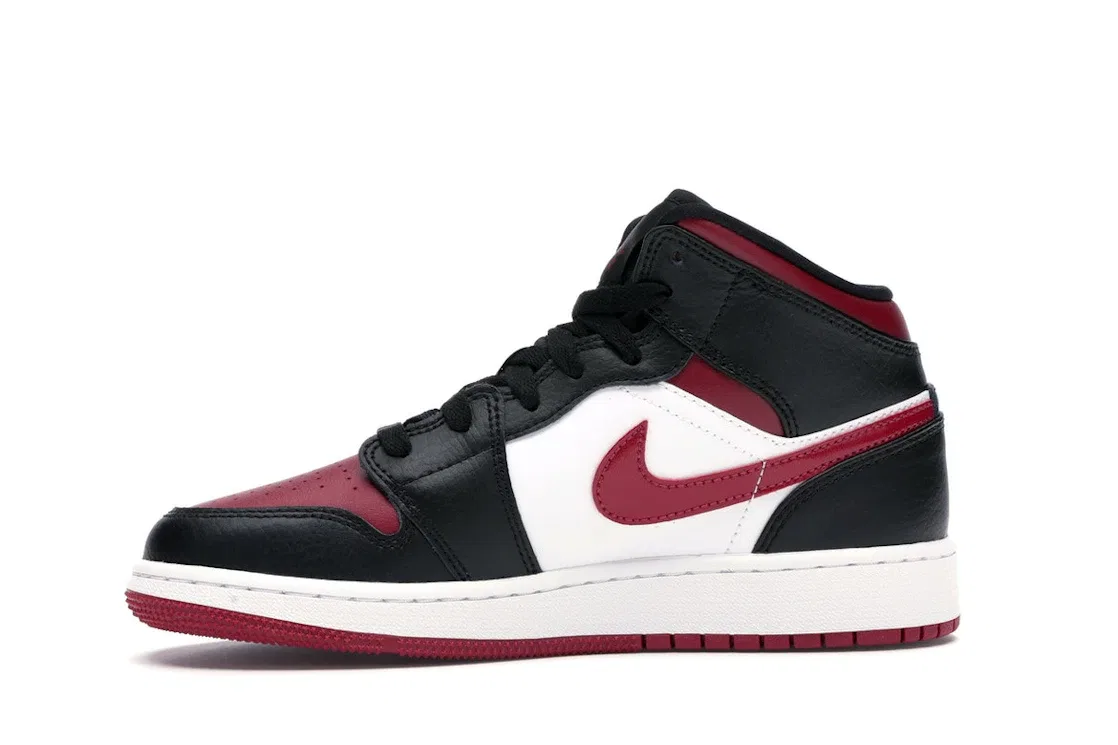 Детский кед Air Jordan 1 Mid Bred Toe Jordan, Black/Noble Red-White — фото 3