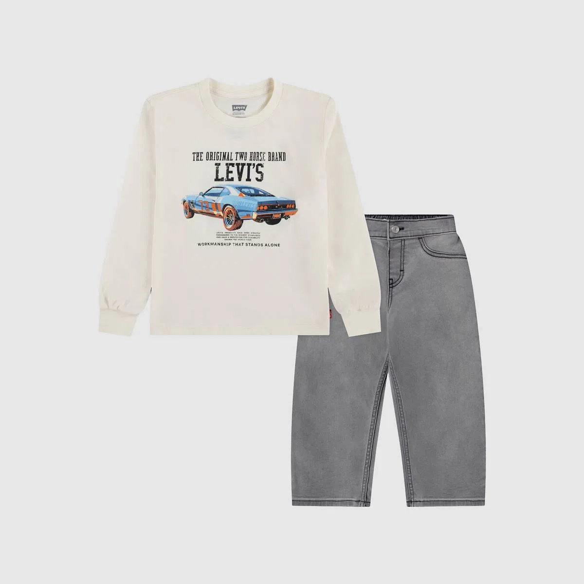 Комплект из футболки с длинными рукавами и джинсов для малышей 2-4 лет Levi's, Egret - White