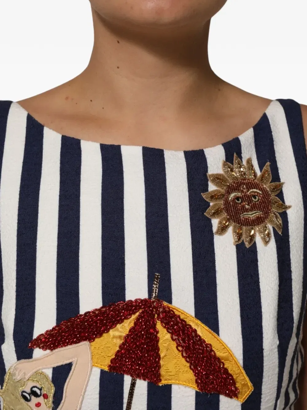 Полосатое платье миди А-силуэта DOLCE & GABBANA, синий — фото 4