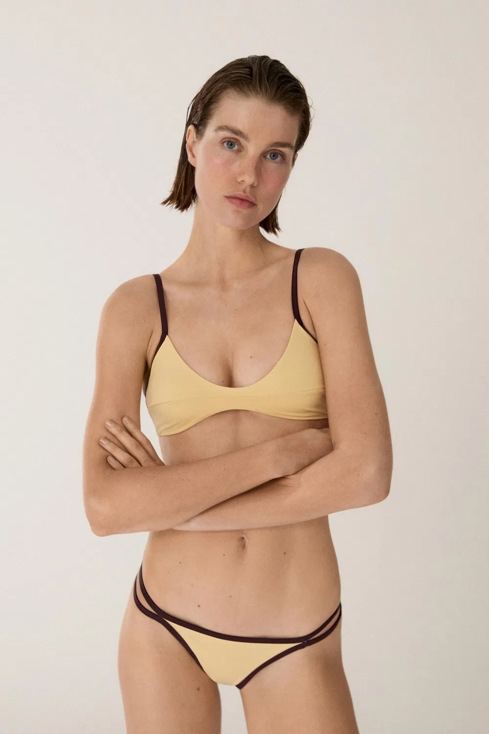 Топ для бикини Massimo Dutti, контрастный верх, ванильный