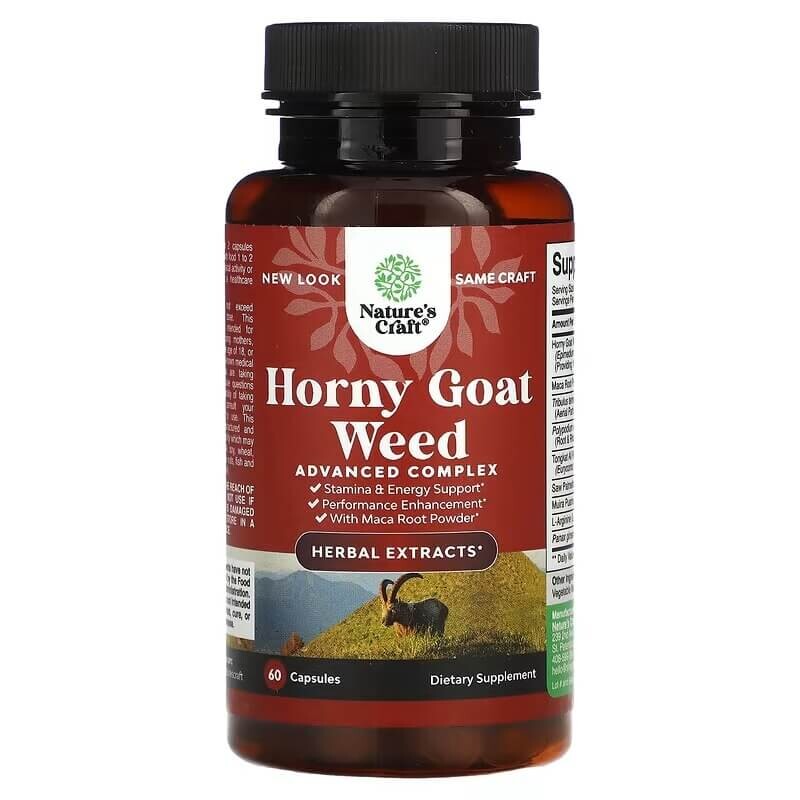 

Добавка Horny Goat Weed Natures Craft 500 мг, 60 капсул