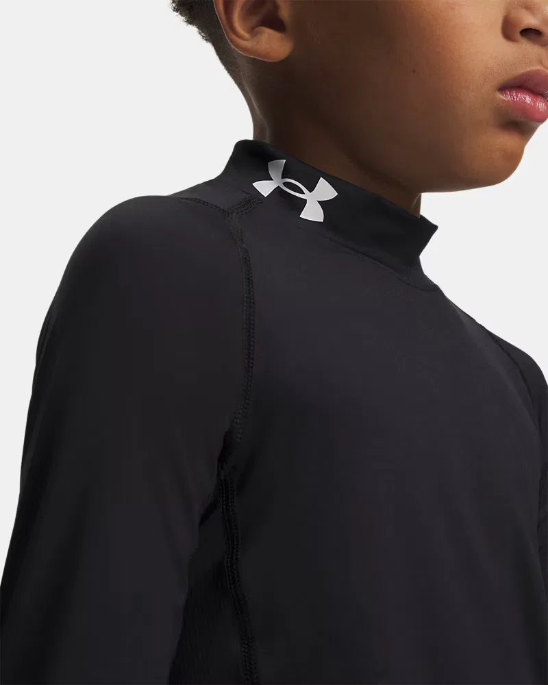 Лонгслив базовый слой с высоким воротом HeatGear UnderArmour, Black/White — фото 3