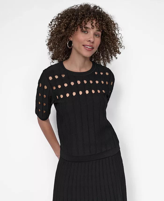 

Женский топ из крепа с вырезами DKNY, черный