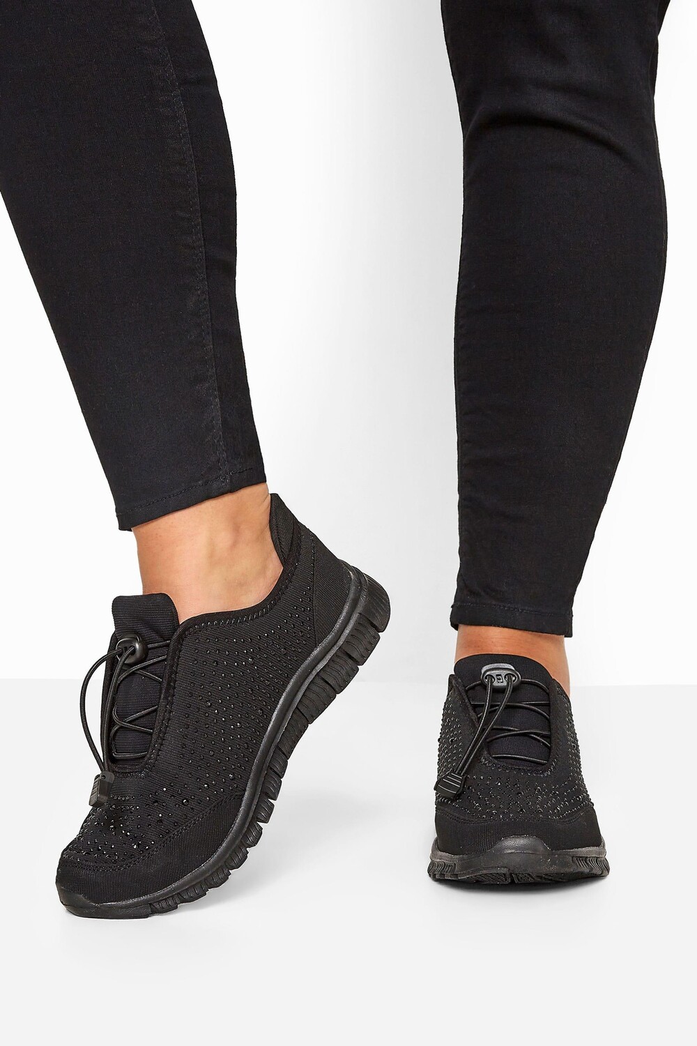 Кроссовки Wide and Extra Wide Fit Embellished Drawcord Trainers Yours, черный