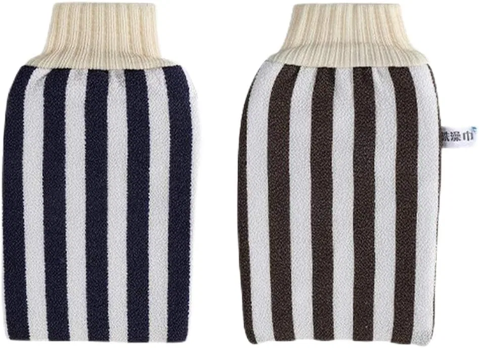 Мочалки для душа двойные с эффектом пилинга, Generic, набор 2 шт, 200 г, Navy and Brown