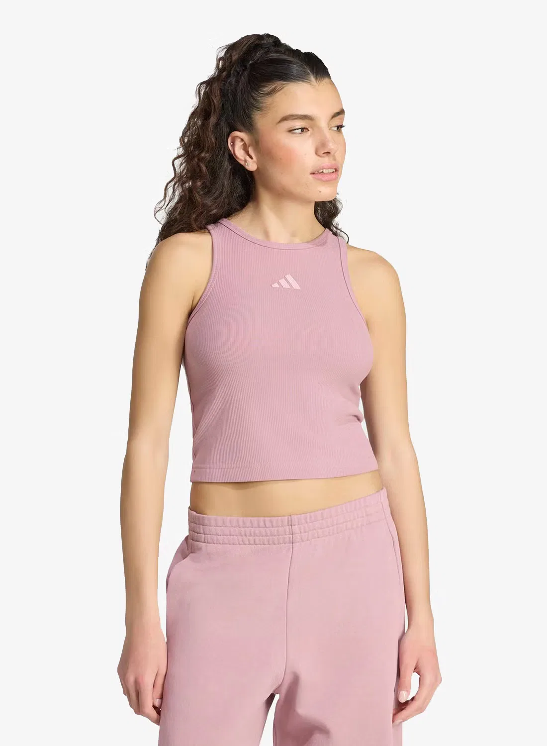 Майка с принтом Small Logo Ribbed Adidas, маджента