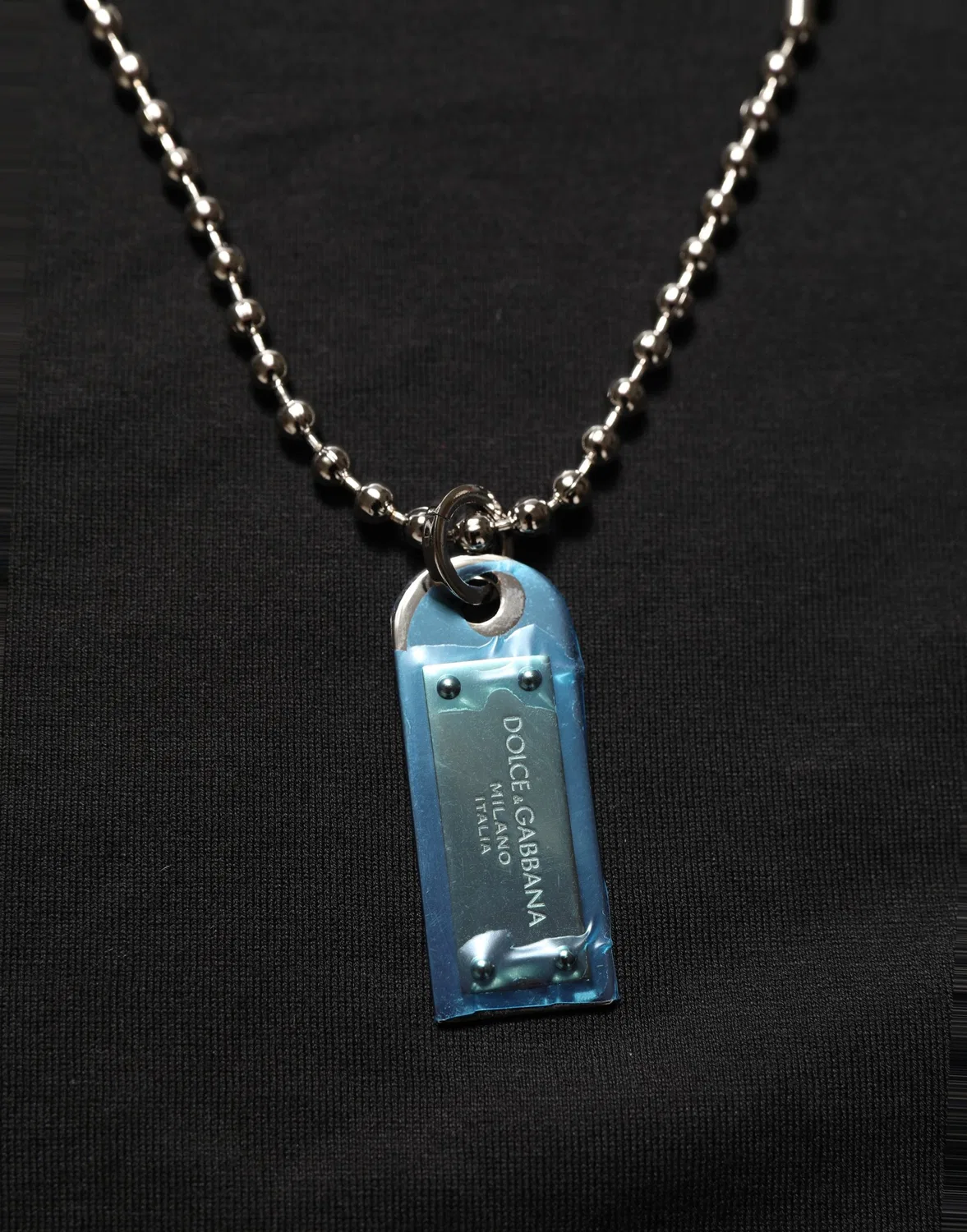 Мужская футболка с коротким рукавом и цепочкой Dog Tag Dolce & Gabbana, Black