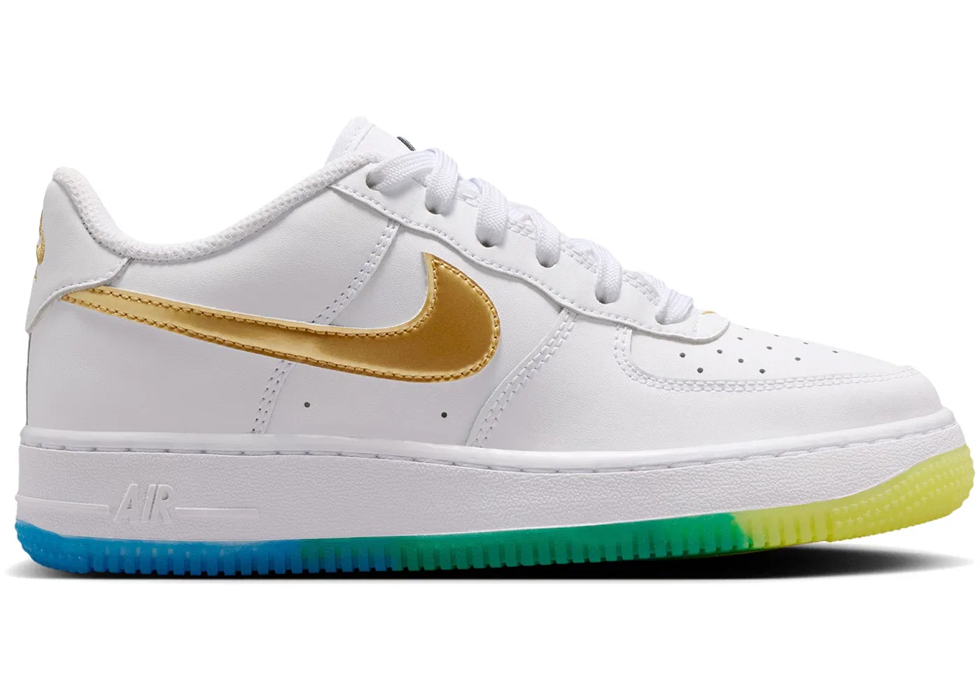 Детские кроссовки Lifestyle Nike Air Force 1 Low Nike, White/Soar/Sonic Yellow/Metallic Gold