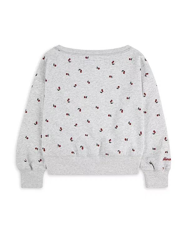 Детская толстовка с открытыми плечами с принтом Abercrombie Kids, Anf Light Grey Heather — фото 2