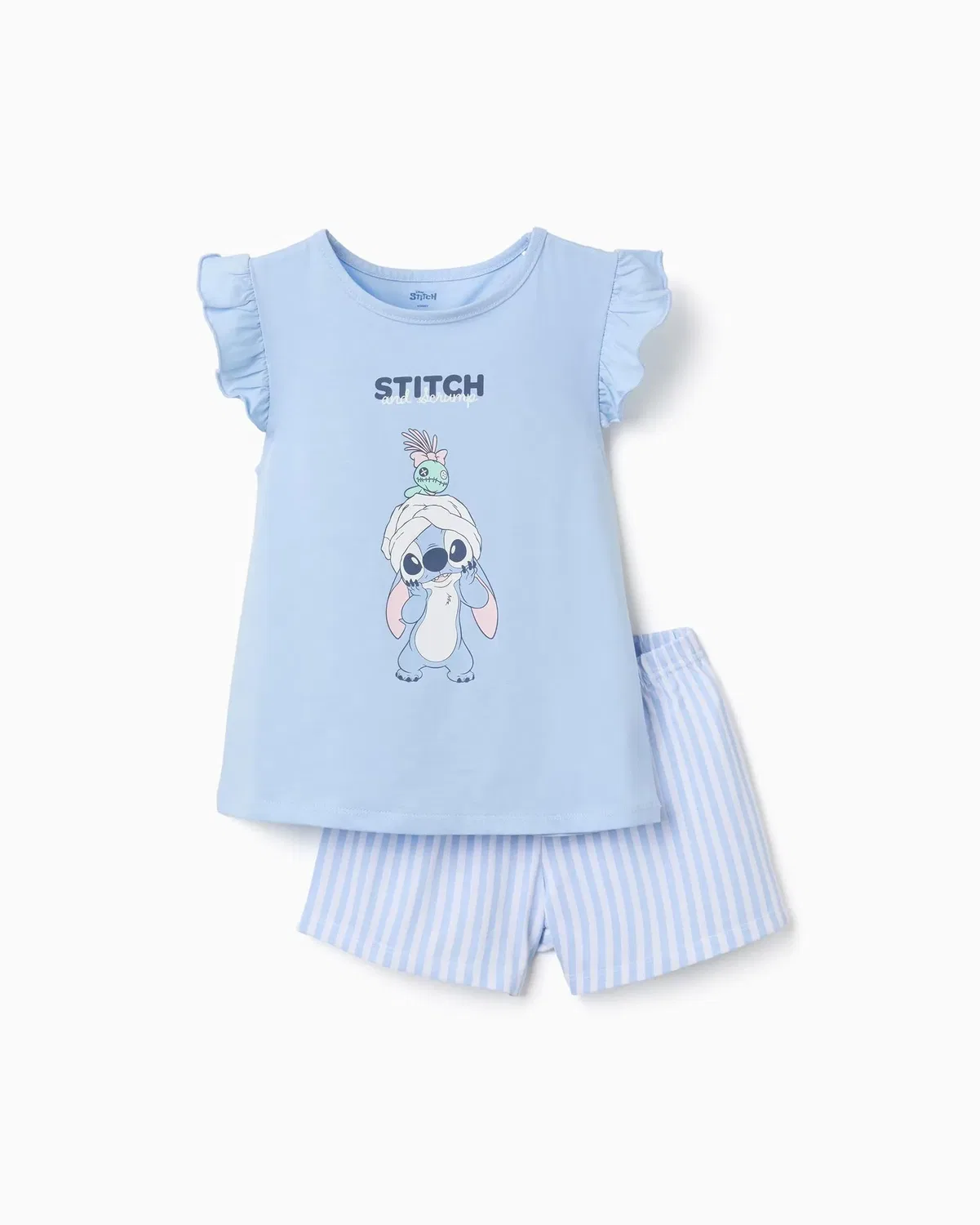 Детская пижама для девочек хлопковая с принтом Stitch Zippy, Azul Claro