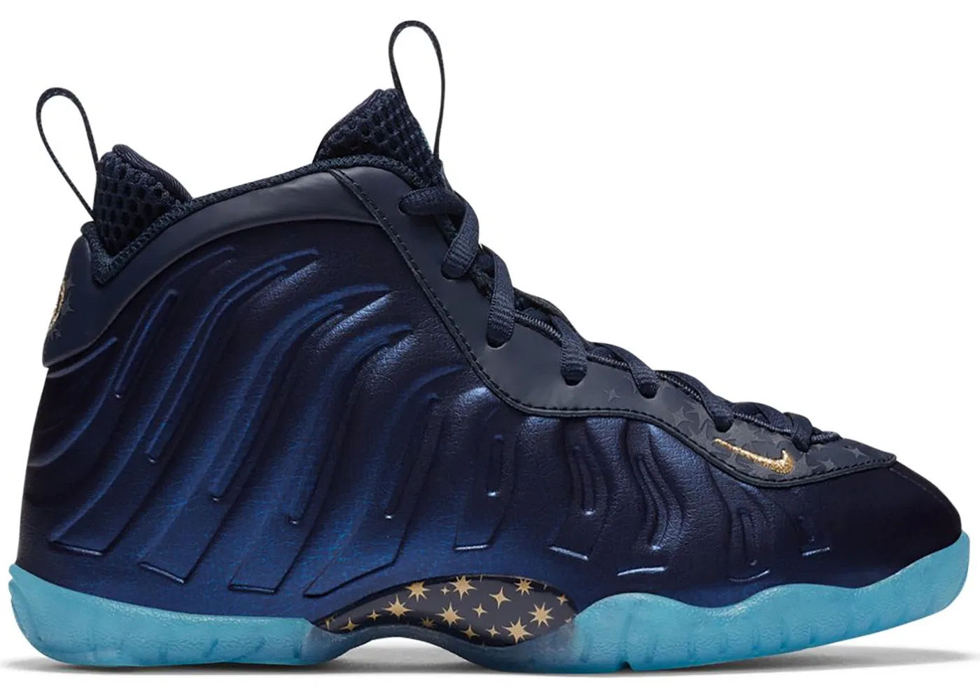 Детские кроссовки lifestyle Nike Air Foamposite One, Obsidian/Baltic Blue-Metallic Gold