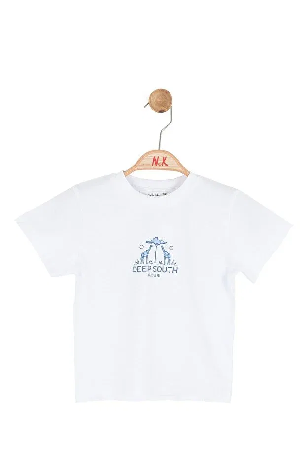 Детская футболка с принтом N&K men's 41628-south t-shirt 1/4, Nk Kids, White - Blue — фото 2