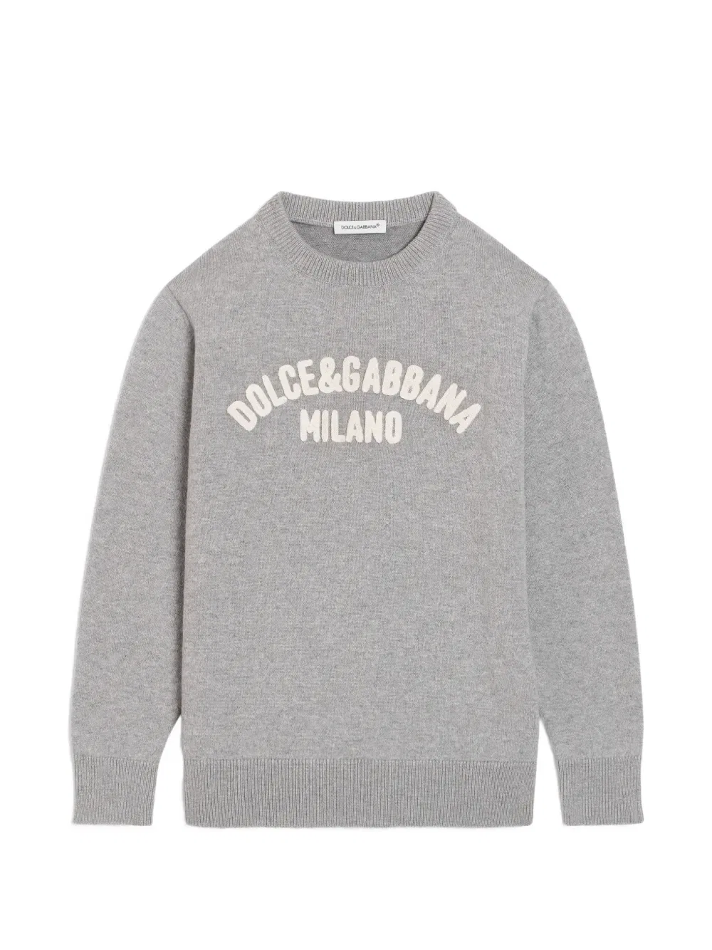 Шерстяной пуловер с логотипом Dolce & Gabbana Kids, серый