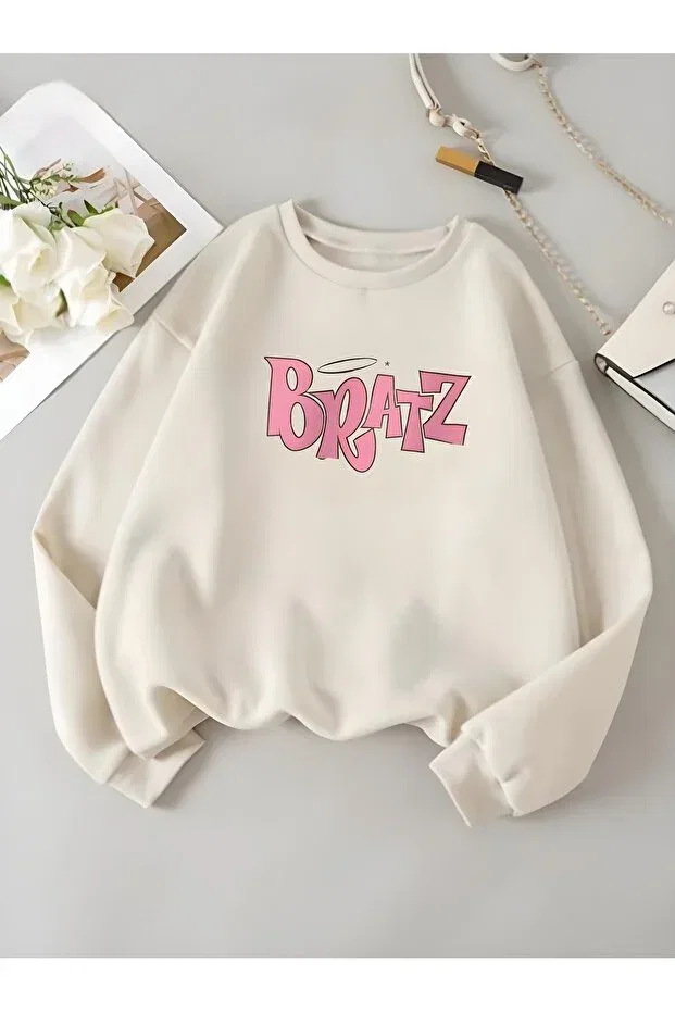 Детские свитшот для девочек с принтом Bratz, Serays Moda, Beige